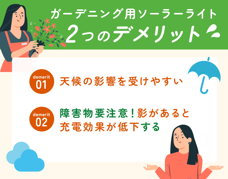 ガーデニング用ソーラーライトの2つのデメリット